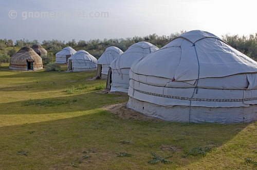 A group of Yurts at the Nuratau-Kyrzylkum Biosphere Reserve.