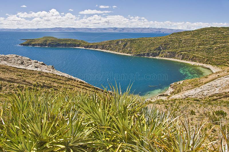 Deserted bay on the Isla del Sol in Lake Titicaca.