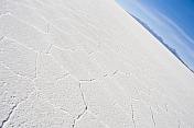 Naturally occurring salt ridge patterns on the Uyuni Salt Flats.
