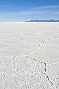Naturally occurring salt ridge patterns on the Uyuni Salt Flats.
