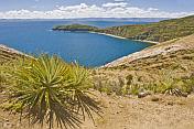 Deserted bay on the Isla del Sol in Lake Titicaca.
