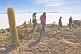 Image of visitors on the Isla Pescado view the Uyuni Salt Flats.