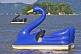 Image of Swan pedaloes moored in the waters of the Bahia Da Ilha Grande.