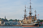 Replica pirate ship 'Hector' moored to the Pictou wharf.