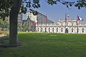 Palacio de La Moneda from the Plaza de la Constitucion.