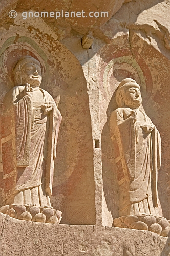 Two of the smaller Buddha statues at Bingling Si, near Yongjing.