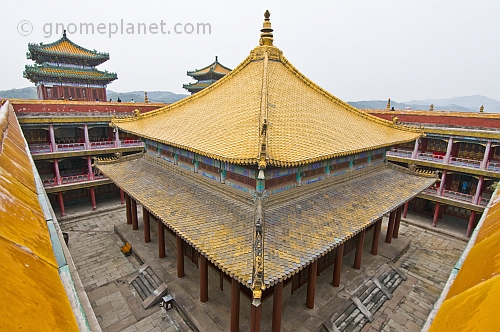 Putuozongcheng Buddhist temple roofs and courtyard.