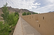 Looking along the reconstructed Great Wall of China at the Shiguan Gorge, near Jiayuguan.
