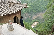 Taoist monk looks down from the Kongtong Shan Monastery, near Pingliang.