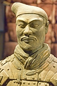 Terracotta warrior on display at the Shaanxi History Museum.