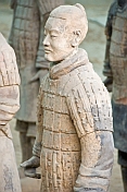 Closeup of Terracotta warrior in pit number 1.