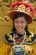 A Chinese student dresses up in Imperial court robes at Jingshan Park.