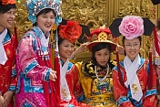 Chinese students dress up in Imperial court robes at Jingshan Park.