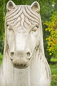 Chinese statue of a sacred horse on the Spirit Way leading to the Ming Tombs.
