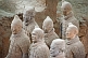 Image of Terracotta warriors include some original colored paintwork.