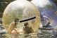 Teenagers playing in plastic bubbles on the boating lake.