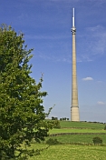 The 330m 1080 feet high Emley Moor TV transmission tower dominates surrounding countryside.
