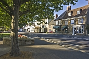 Shops and cafes on Olney High Street A509.