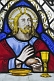 Stained glass depicts Jesus at Last Supper in All Saints Church at Thirkleby.