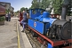 Image of A steam train at Kirklees Light Railway at Clayton West pulls up at the platform.