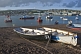Fishing boats in Teignmouth harbor and the River Teign estuary.