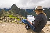 caption: Looking out over Machu Picchu