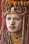 caption: Digambar Badri Giri Maharaj wearing Rudraksha Beads